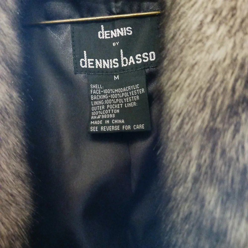 Dennis Basso Faux Fur Coat in Black and Gray - Picture 5 of 7